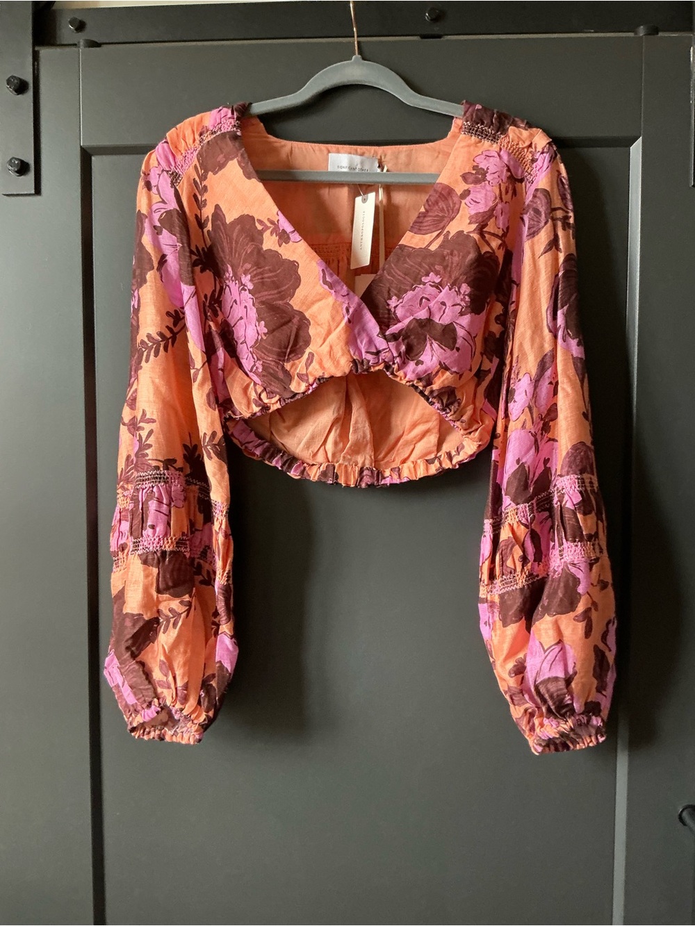 Significant Other Aisha Floral Cropped Top in Orange & Pink | Anthropologie